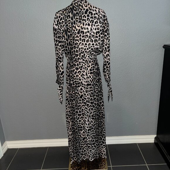 ALLSAINTS Leopard Animal Print Long Sleeve Bow Neck Maxi Dress  EUC  Size Small - Picture 8 of 16